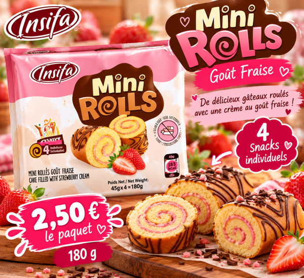 Insifa Mini Rolls – Gâteaux roulés goût fraise