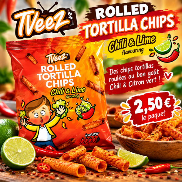 🌶️ TWeeZ Rolled Tortilla Chips Chili & Lime – Chips roulées épicées