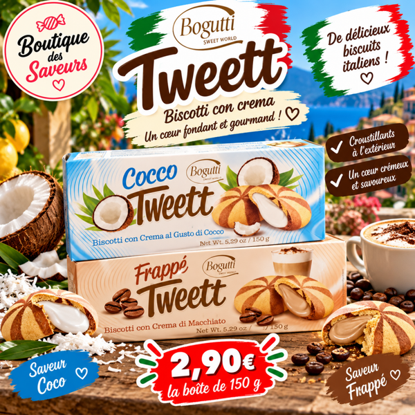 Biscuits italiens fourrés Bogutti Tweett – Coco & Frappé