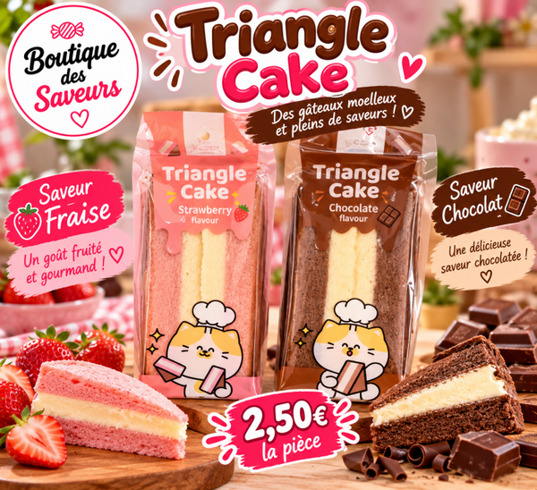 Triangle Cake – Fraise ou Chocolat 🍓🍫