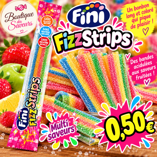 🌈 Fini FizzStrips – Bandes acidulées multicolores à 0,50 € ! 🍓