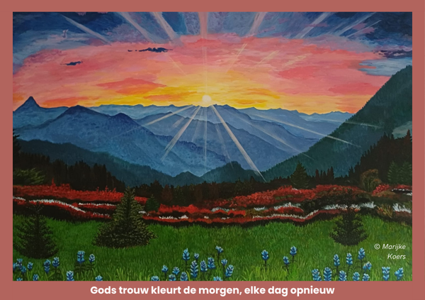 Kaart Gods trouw kleurt de morgen