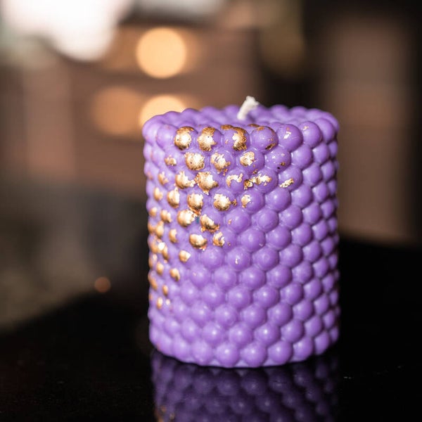 Luxe bolletjes kaars (paars)