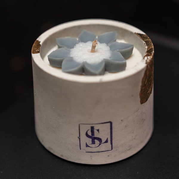 Wit betonnen pot (zwart)