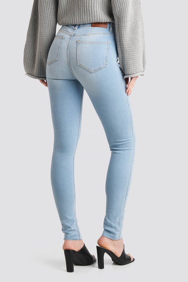 NA-KD Skinny High Waist Raw Hem Jeans Tall Light Blue