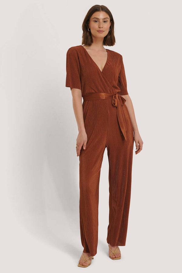 NA-KD Pleated Tie Jumpsuit
