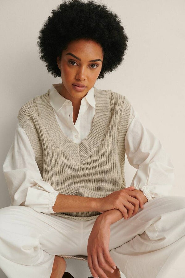 NA-KD Oversized Knitted Long Vest