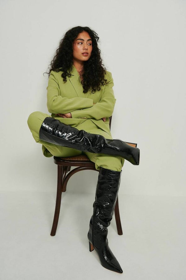 NA-KD Recycled Pointy Loose Shaft Boots BLACK