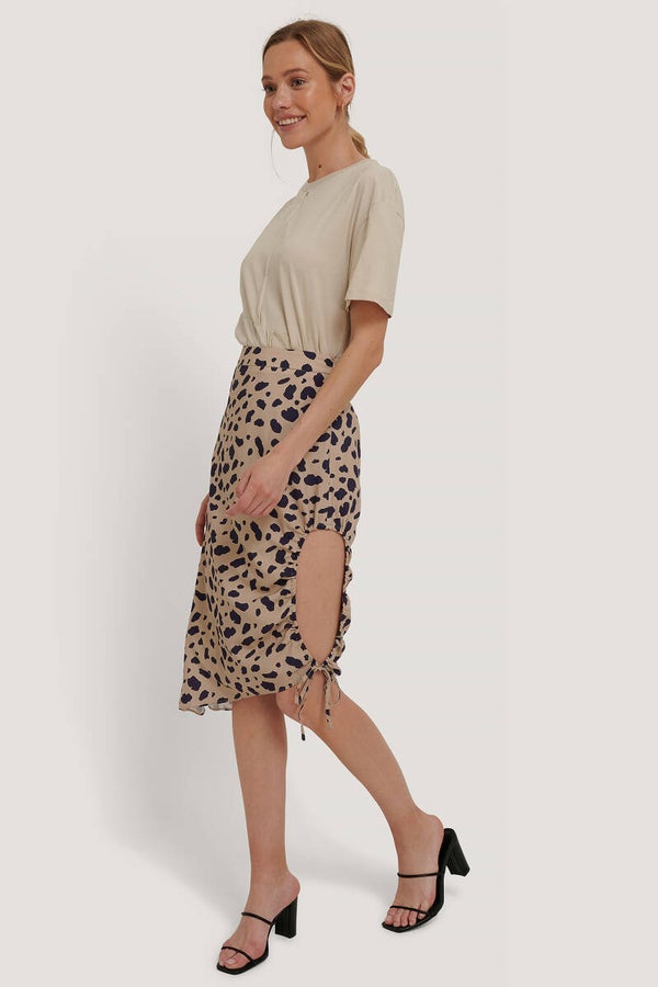 NA-KD Draped High Slit Midi Skirt