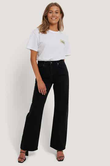 NA-KD Highwaist Relaxed Jeans Washed Black