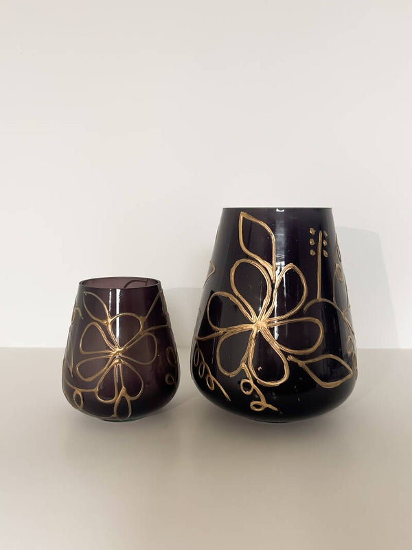 Zwarte met gouden vazen set