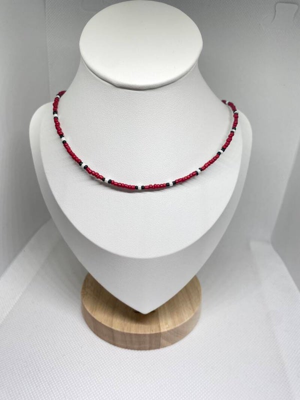 Ketting zilver sluitinkje - rood