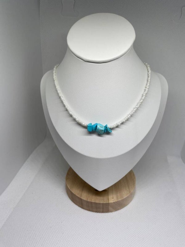 Ketting zilver sluitinkje - wit