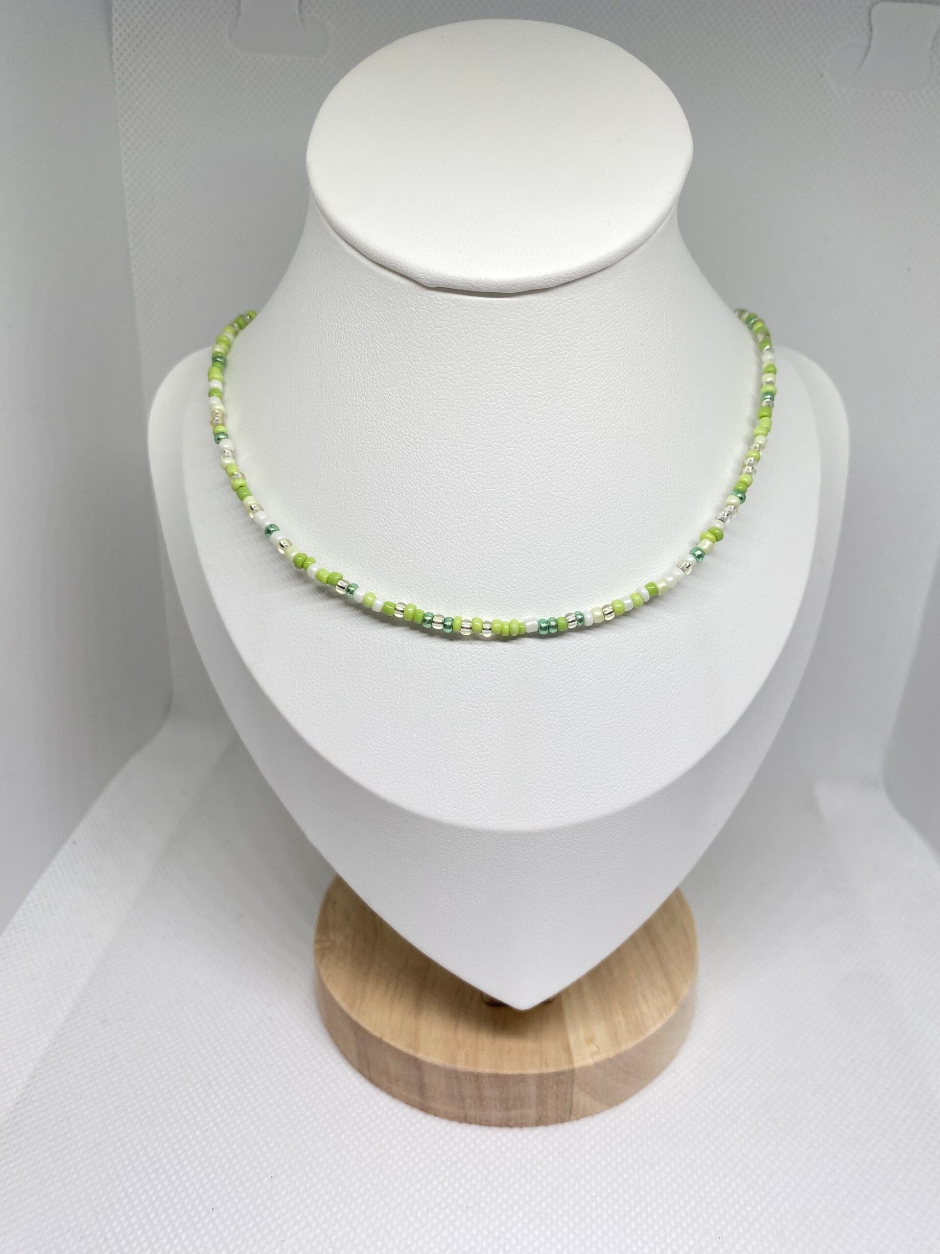 Ketting zilver sluitinkje - groen