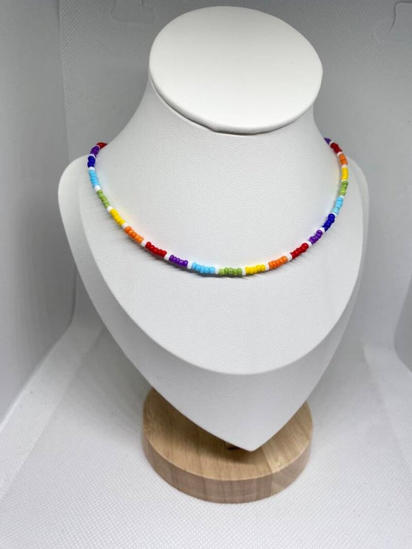 Ketting zilver sluitinkje - regenboog