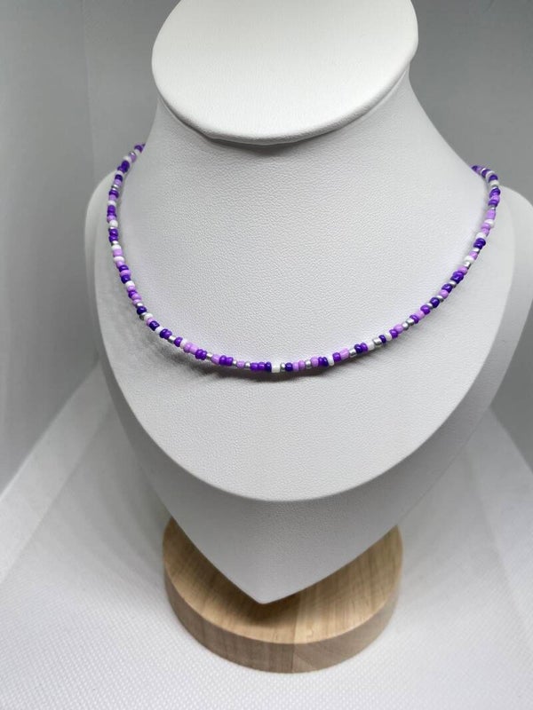 Ketting zilver sluitinkje - paars