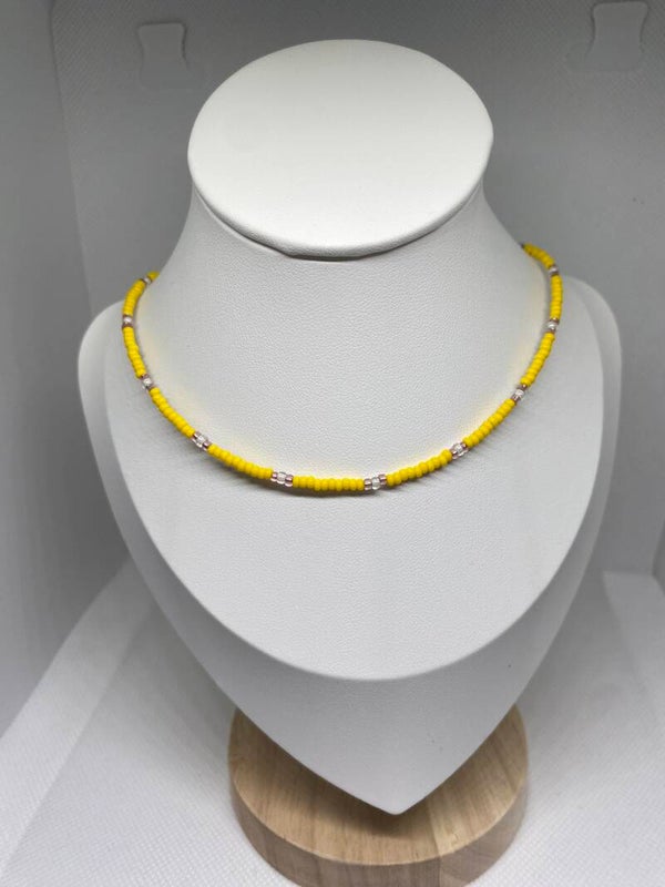 Ketting zilver sluitinkje - geel