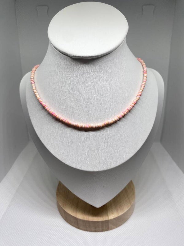 Ketting zilver sluitinkje - zalmroze