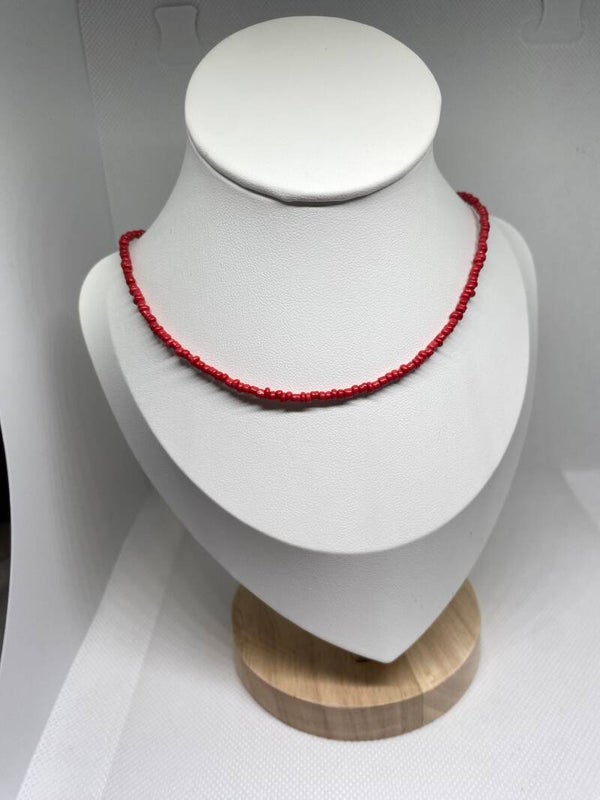 Ketting zilver sluitinkje - rood