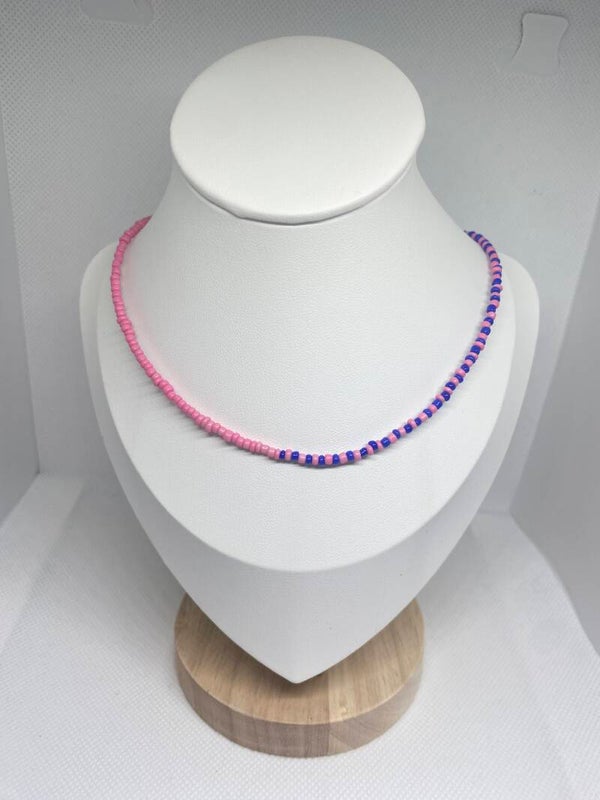 Ketting goud sluitinkje - roze & donkerpaars