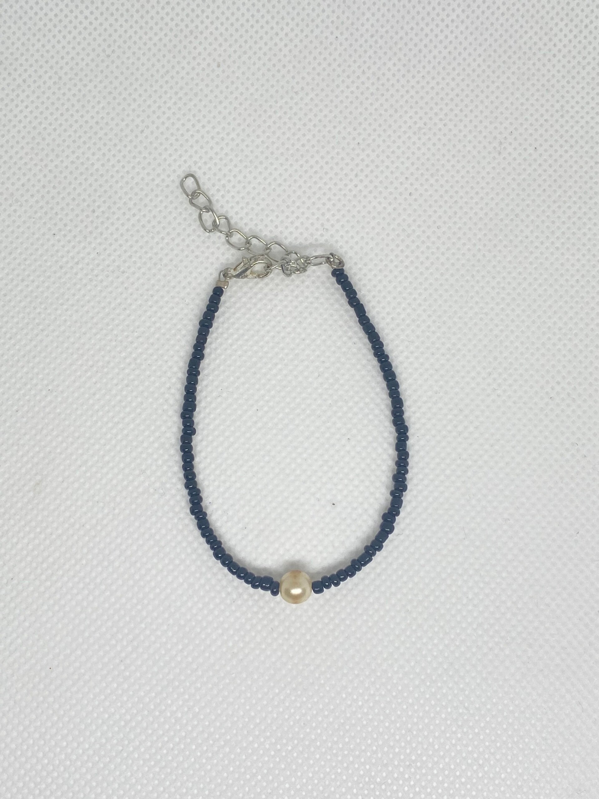 Armband zilver sluitinkje - Zwart