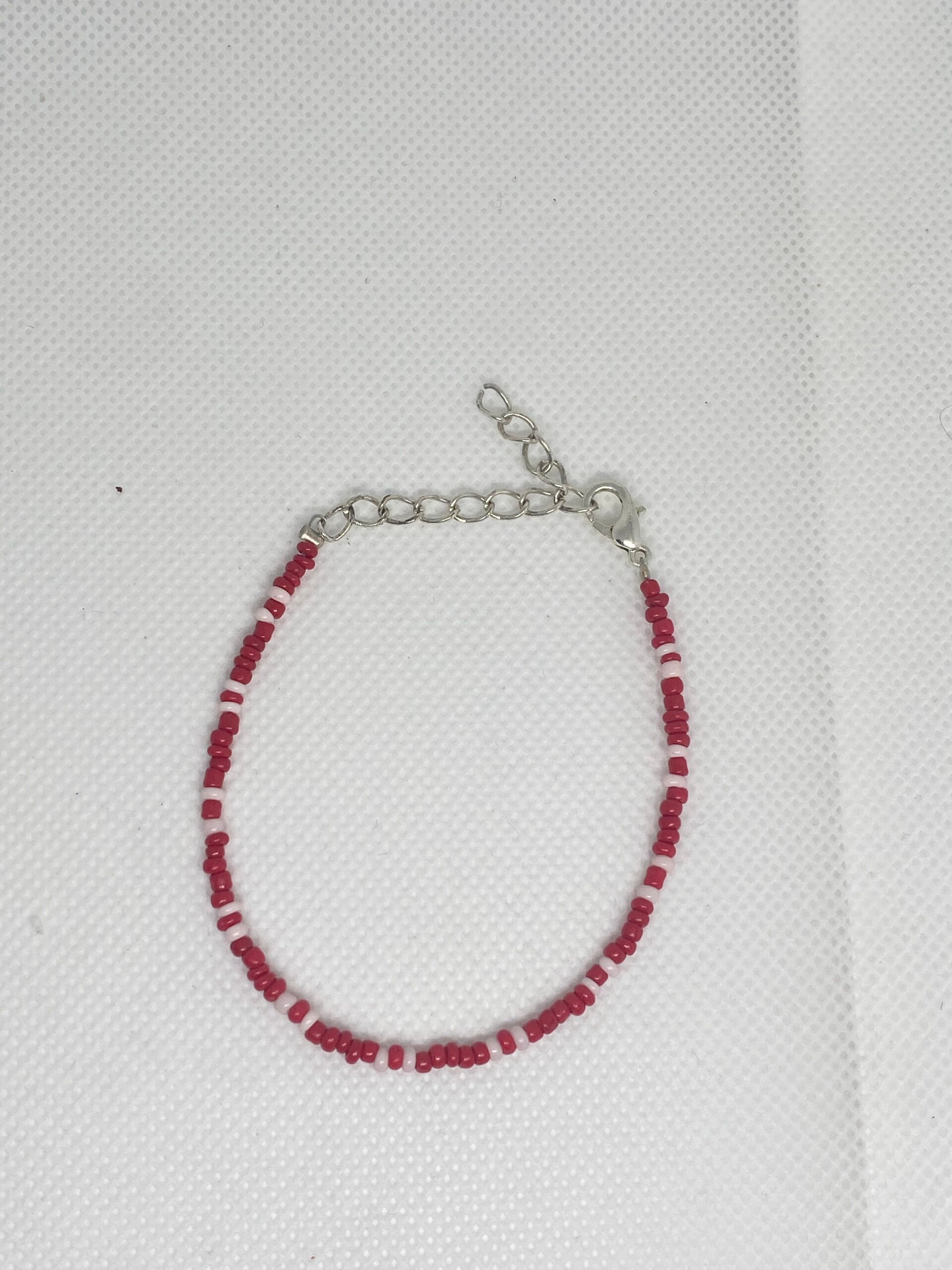 Armband zilver sluitinkje - Rood met wit
