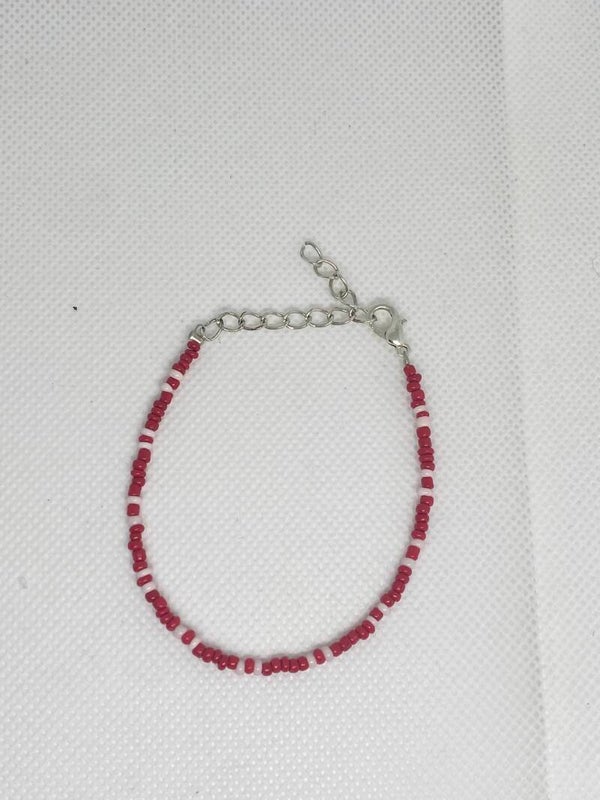 Armband zilver sluitinkje - Rood met wit