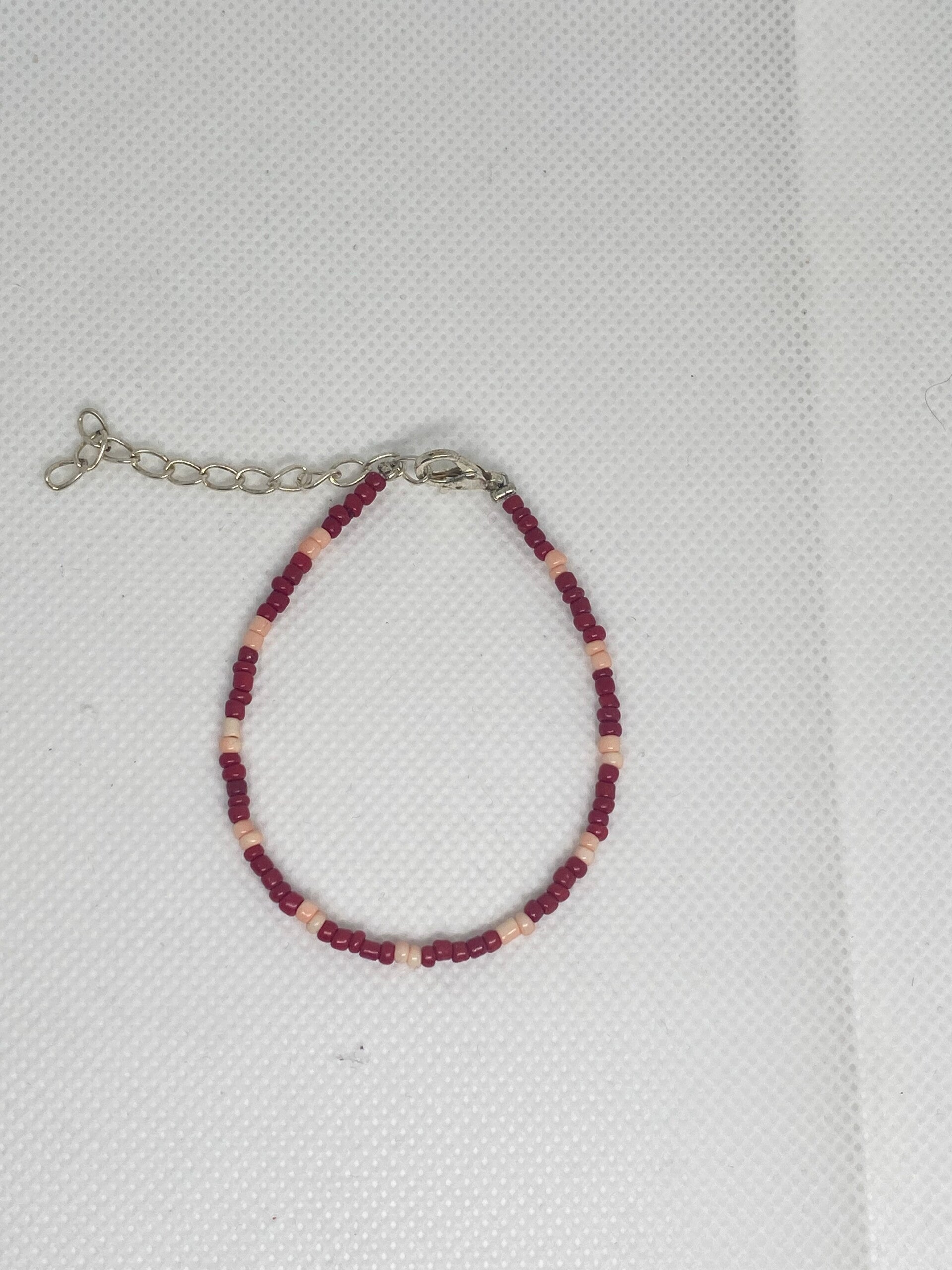 Armband zilver sluitinkje - Rood met zalmroze