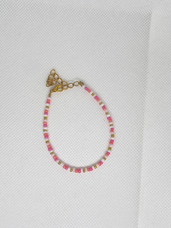 Armband goud sluitinkje - Roze met goud