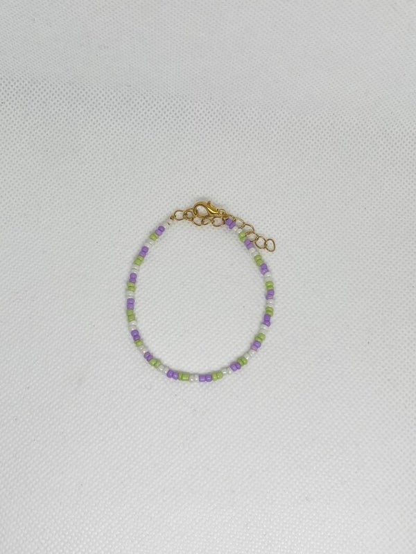 Armband goud sluitinkje - groen en paars