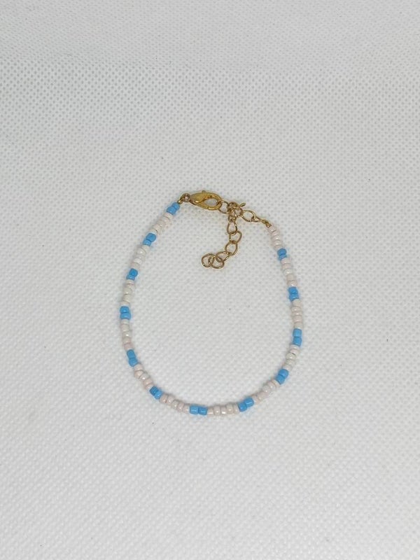 Armband goud sluitinkje - Wit met blauw