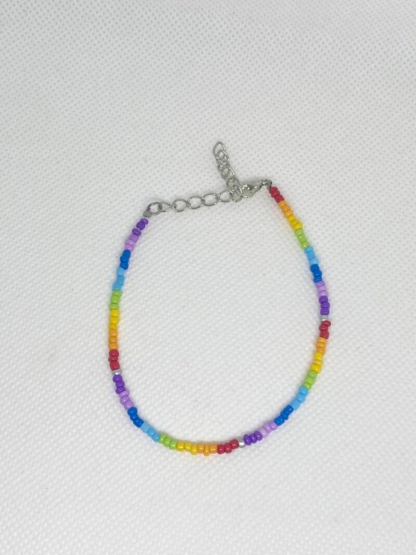 Enkelbandje zilver sluitinkje - Regenboog