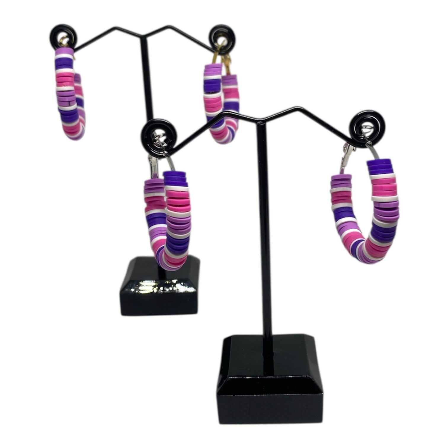 Ambar oorbellen - paars & roze