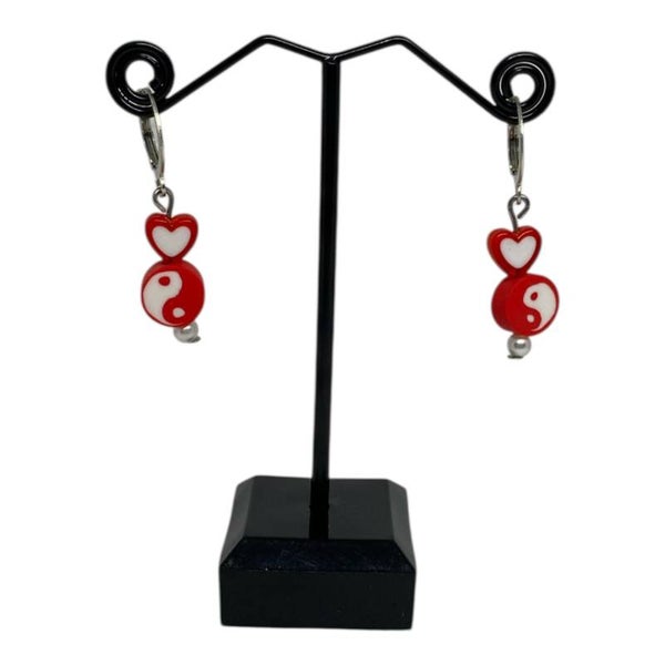 Yin & Yang oorbellen - rood
