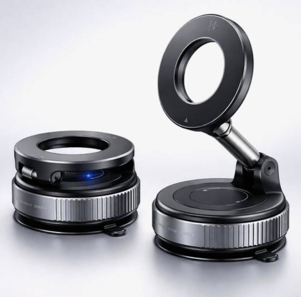 Magnetische autotelefoonhouder met vacuümzuignap – 360° draaibaar & inklapbaar – Geschikt voor iPhone 12 t/m 18 – Auto, fitness & dagelijks gebruik