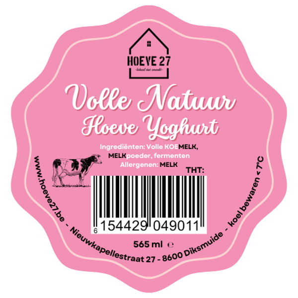 Hoeve yoghurt  natuur 565 ml