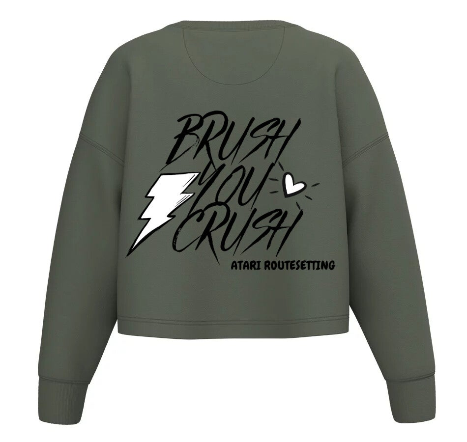 "BRUSH YOU CRUSH" CROP CREW BACK PRINT