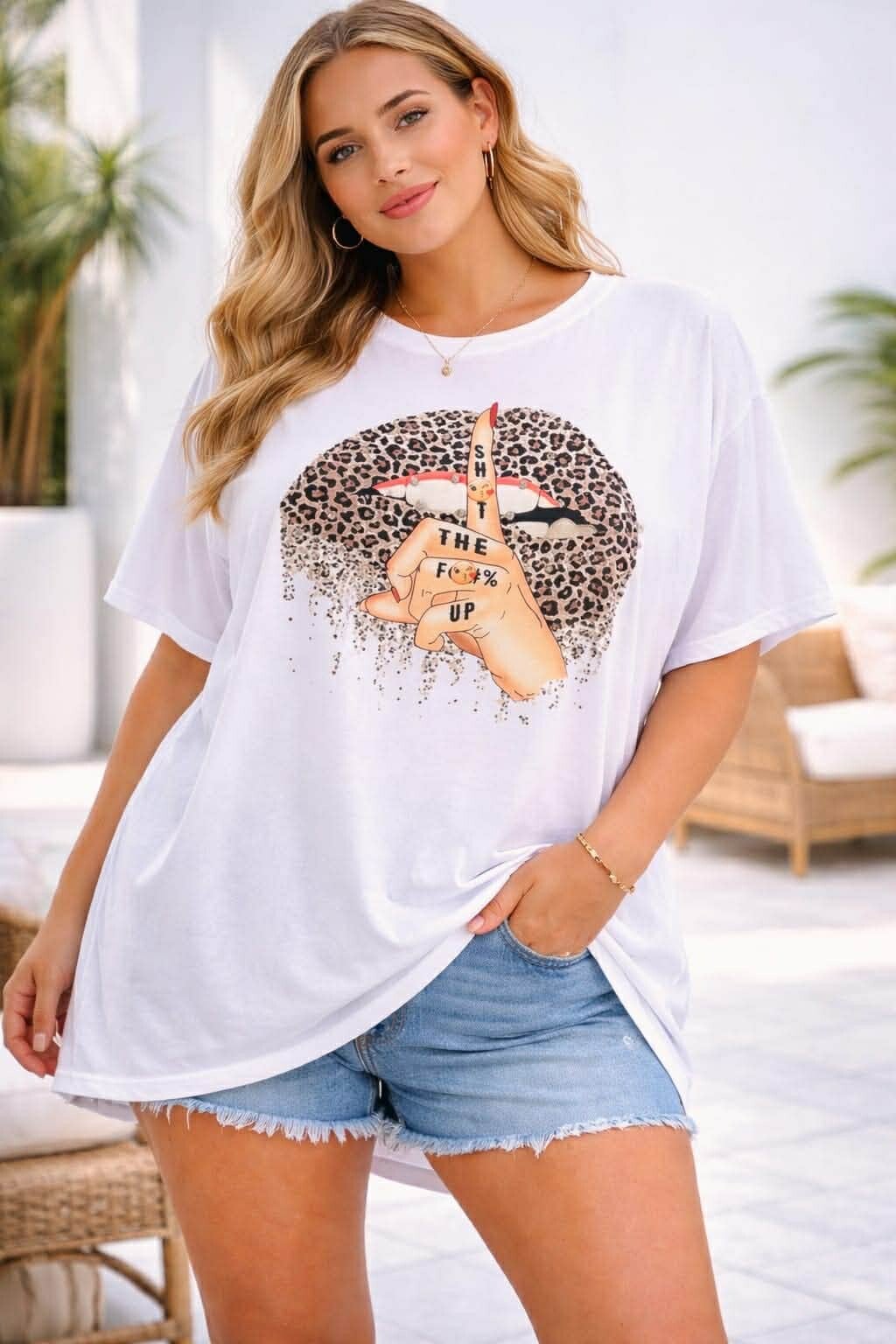 Lips Oversized Tee (Wit)