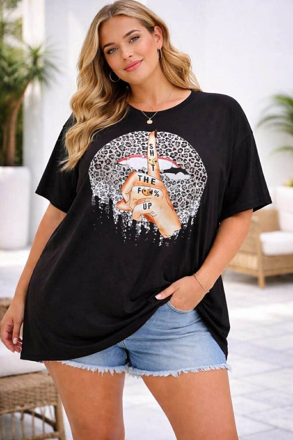 Lips Oversized Tee (zwart)