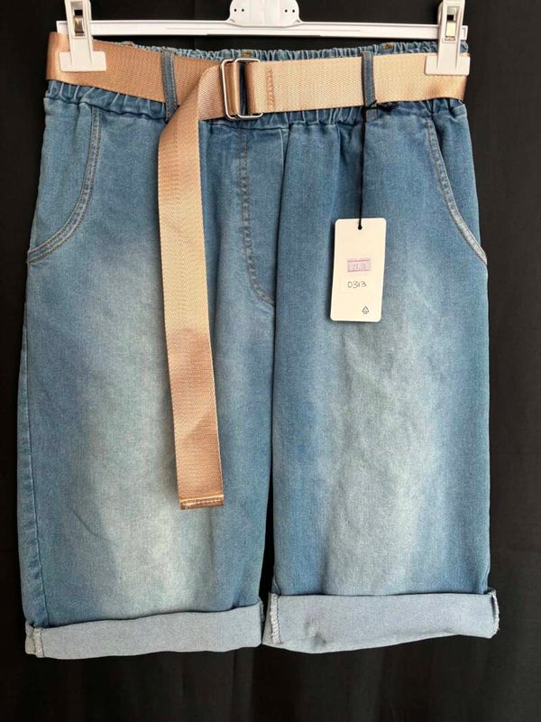 Classic Denim Bermuda met Riem