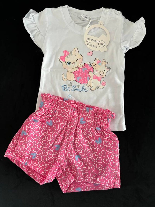 Baby Zomerset Katjes & Hartjes (roze-wit)