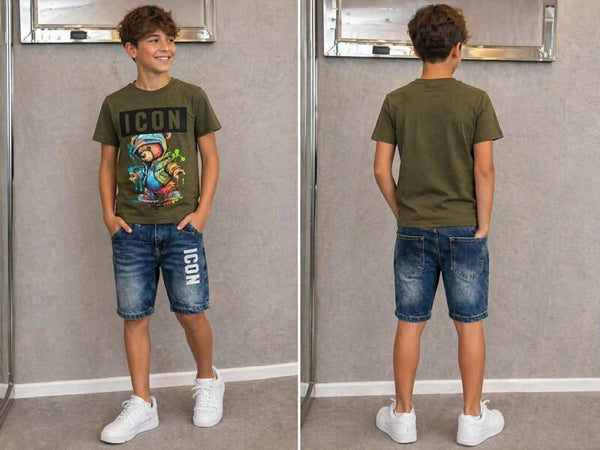 Icon Kids Set – T-shirt & Denim Short
