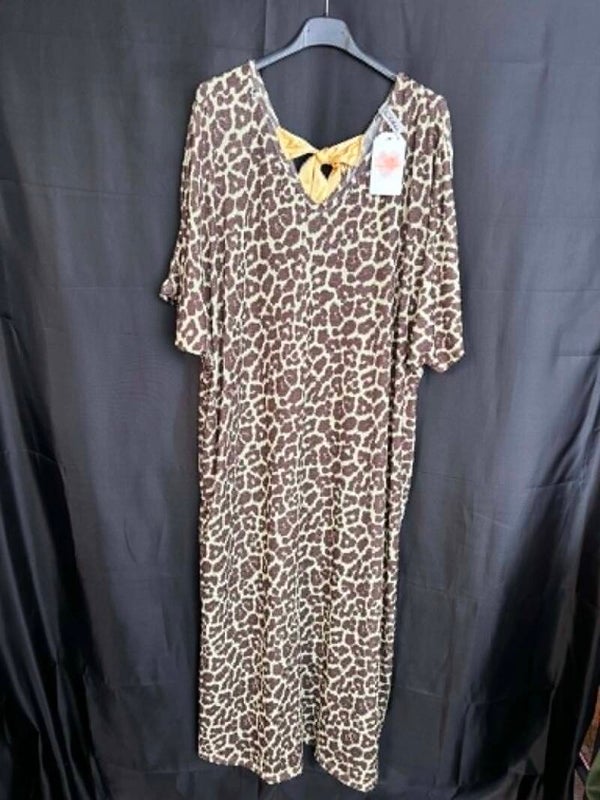 Panter jurk met strik (geel)