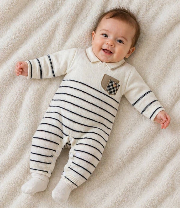 Striped Comfort White Onesie