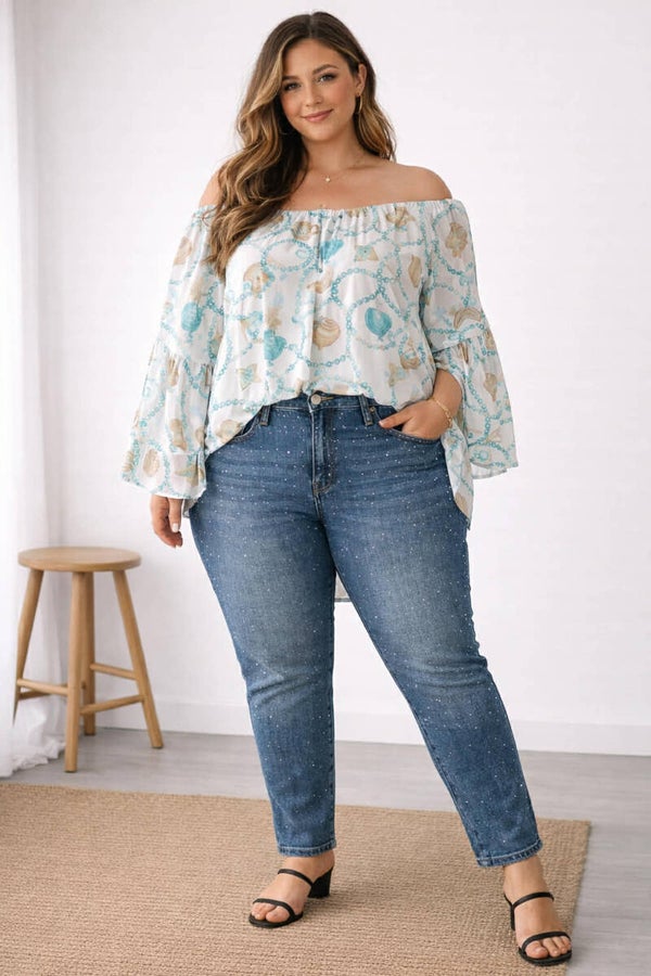Ocean Breeze Off-Shoulder Blouse
