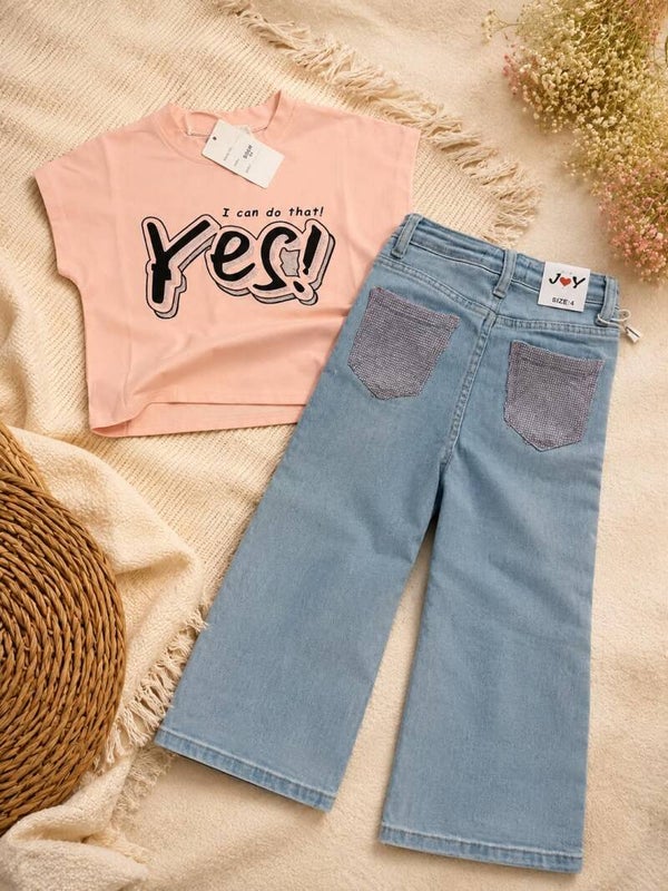 Hey Girl Top & Sparkle Pink Denim