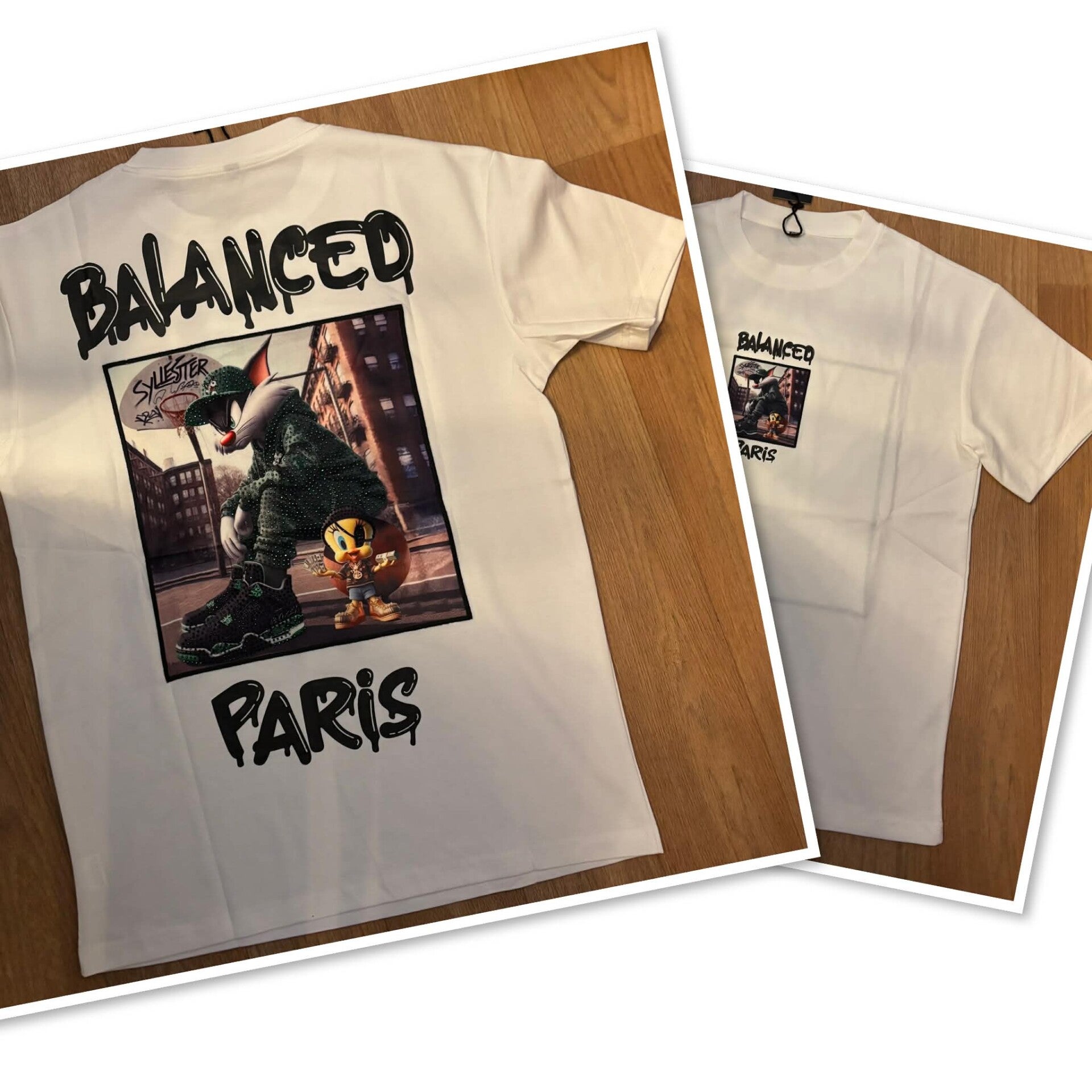 Balanced Tweety & Sylverster T-shirt (Wit)