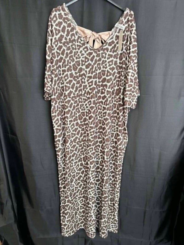 Panter jurk blauw met strik