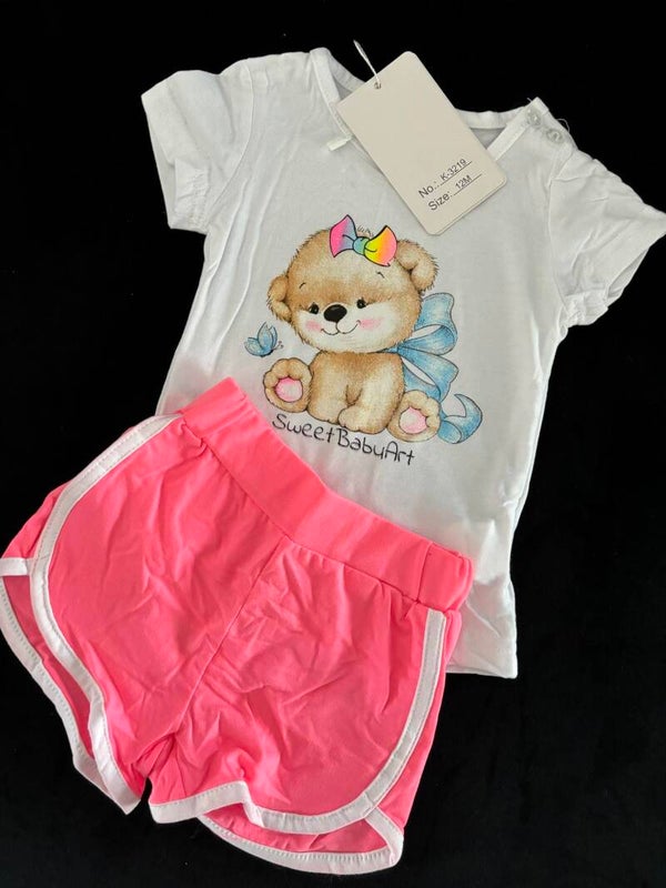 Baby Zomerset Teddy (wit-roze)