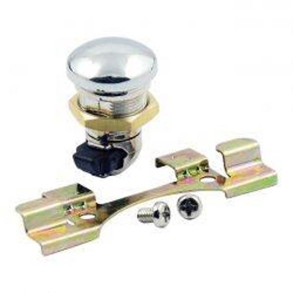 KEYLESS PUSH BUTTON FUEL DOOR RELEASE. CHROME 92-22 Touring; 09-22 Trikes. With center fill (fuel door) tank  MCS 516422